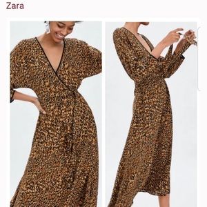 Zara leopard wrap midi / maxi dress